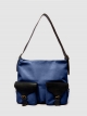 Leather shoulder bag with two front pockets
