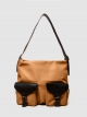 Leather shoulder bag with two front pockets