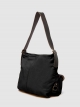 Leather shoulder bag with two front pockets