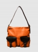 Leather shoulder bag with two front pockets