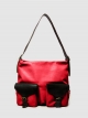 Leather shoulder bag with two front pockets