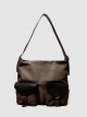 Leather shoulder bag with two front pockets