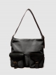 Leather shoulder bag with two front pockets