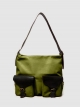 Leather shoulder bag with two front pockets