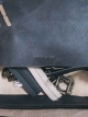 Leather shoulder bag with two front pockets