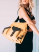Leather shoulder bag with two front pockets